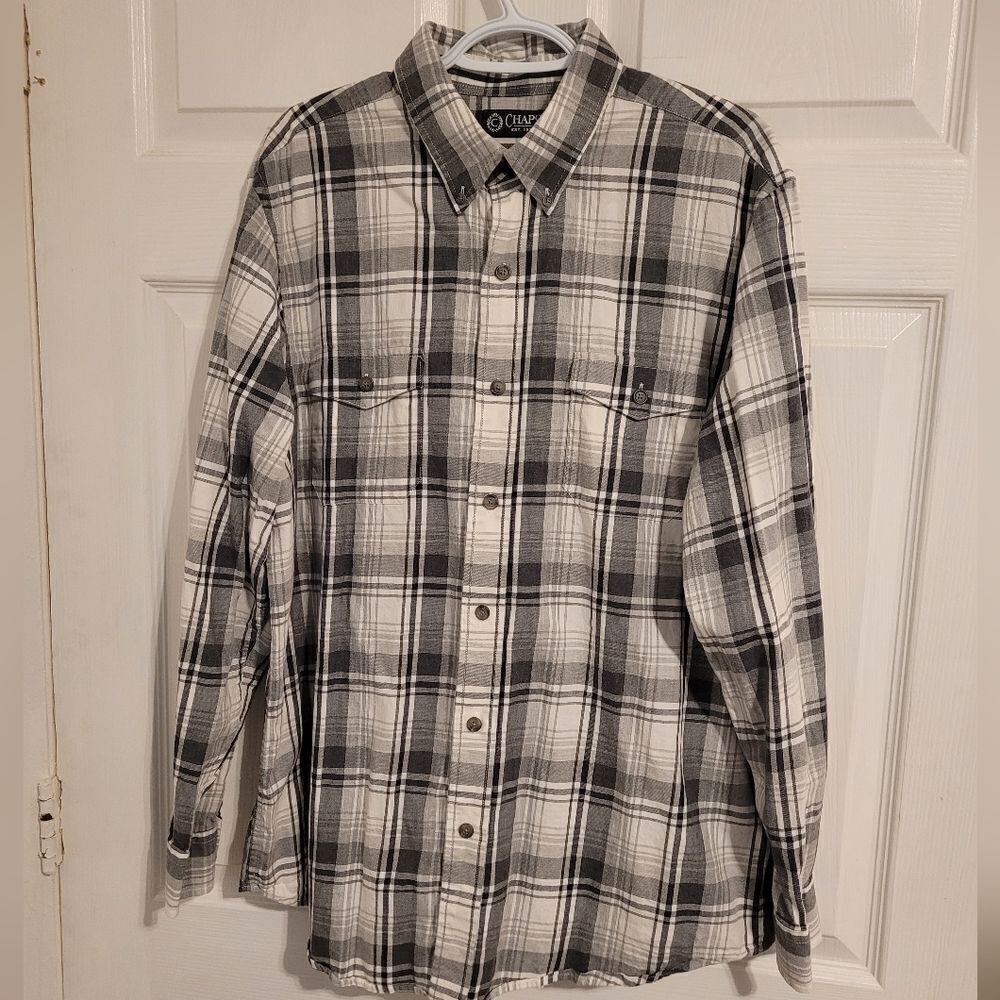 Chaps men's button up plaid shirt